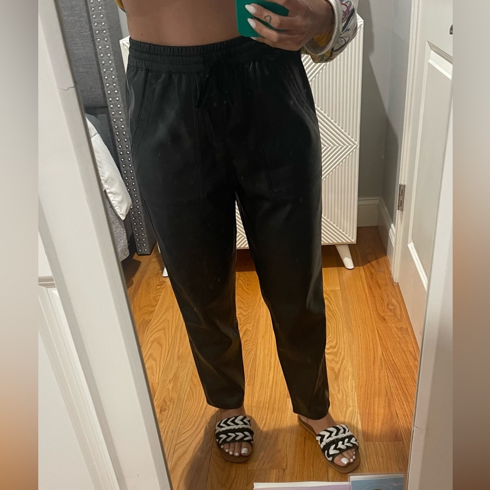 Faux Leather Drawstring Pants - image 7